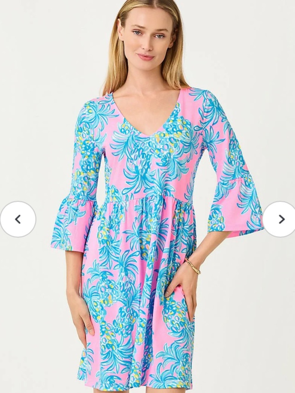NWOT Lilly Pulitzer Jannie V Neck Three Sleeve Dress